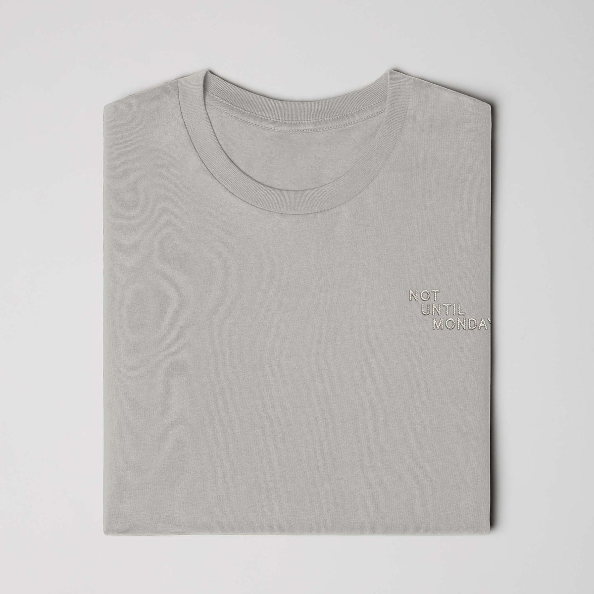The After-Hours Tee in storm grey, detail view