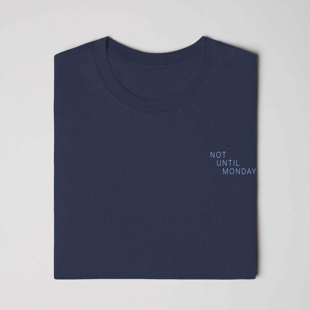 The After-Hours Tee in navy, detail view
